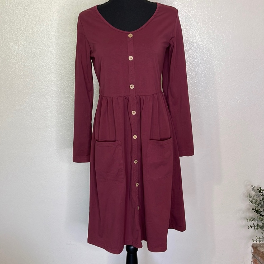 Ouges - Ouges Red Botton Dress Whit Front Packets - image 1